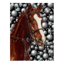 Thoroughbred & Bubbles Art Post Cards