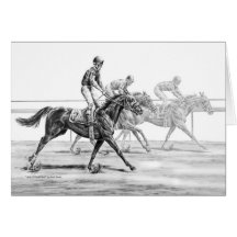 Thoroughbred Horse Race Finish by Kelli Swan Cards