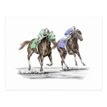 Thoroughbred Horse Racing - The Stretch Post Cards
