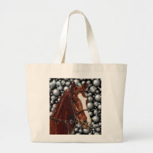 Thoroughbred Horse w/ Bubbles Art Canvas Bags