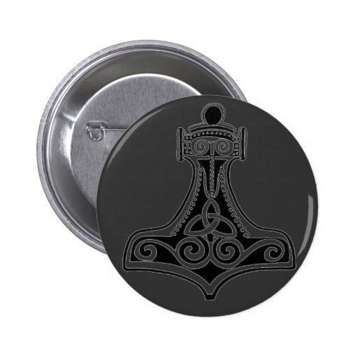 Thors Hammer Grey Button