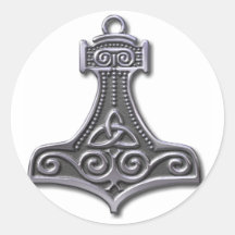 Thor's Hammer-silver Round Sticker
