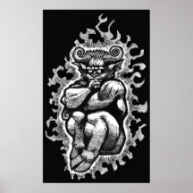 Thoughtful Demon Giant Gloss Canvas Print