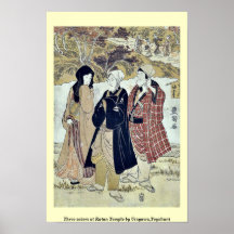 Three actors at Kaian Temple by Utagawa,Toyokuni Posters