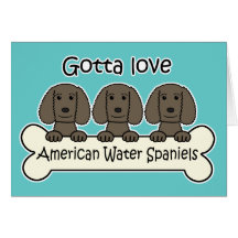 Three American Water Spaniels Greeting Card