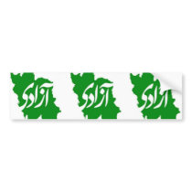 THREE Azadi (Freedom) Map of Iran Bumper Sticker