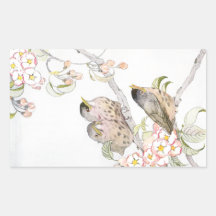 Three Baby Robins in a Cherry Tree Rectangle Sticker