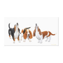 Three Basset Hound Dogs Wrapped Canvas Gallery Wrapped Canvas