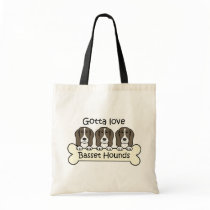 Three Basset Hounds Canvas Bag