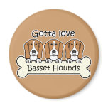 Three Basset Hounds Magnet