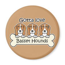 Three Basset Hounds Magnet