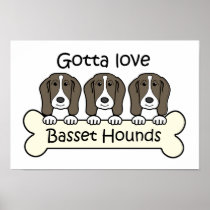 Three Basset Hounds Print