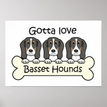 Three Basset Hounds