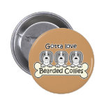 Three Bearded Collies Button