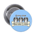 Three Bearded Collies Button