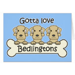 Three Bedlington Terriers Greeting Card