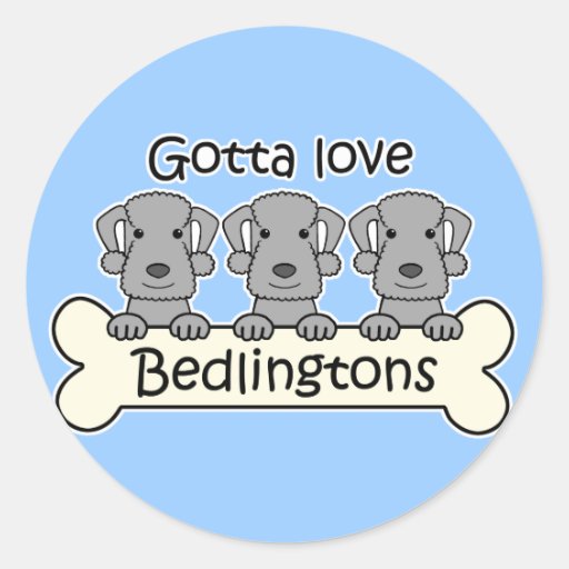 Three Bedlington Terriers Round Stickers