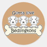 Three Bedlington Terriers Round Stickers