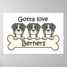 Three Bernese Mountain Dogs Poster