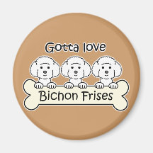 Three Bichon Frises Fridge Magnet