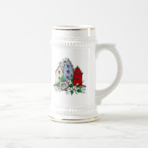 Three Birdhouses, a Nest and Flowers Coffee Mug