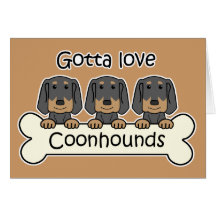 Three Black and Tan Coonhounds Greeting Cards