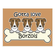 Three Borzois Post Cards