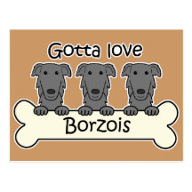 Three Borzois Postcard