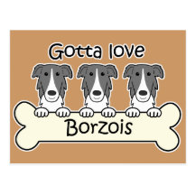Three Borzois Postcard