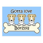Three Borzois Postcard