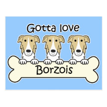 Three Borzois Postcard