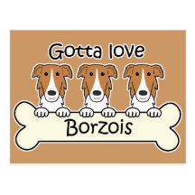 Three Borzois Postcard