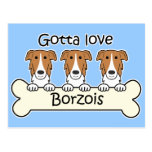 Three Borzois Postcards