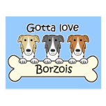 Three Borzois Postcards