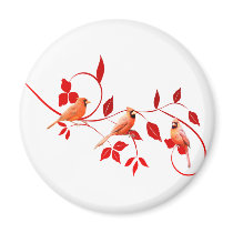 Three Cardinals Refrigerator Magnets