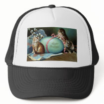 Three Cats & Big Blue Easter Egg Mesh Hat