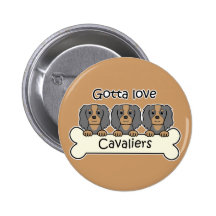 Three Cavalier King Charles Spaniels Button