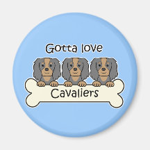 Three Cavalier King Charles Spaniels Fridge Magnet