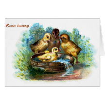 Three Chicks and a Duckling Vintage Easter Greeting Cards