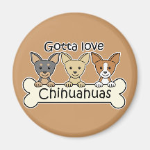 Three Chihuahuas Refrigerator Magnet