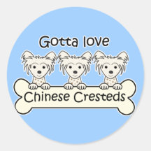 Three Chinese Cresteds Round Sticker