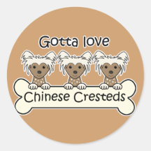 Three Chinese Cresteds Round Sticker