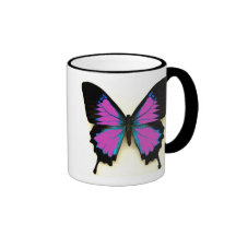 Three Coloured Butterfly On A Ringer Mug