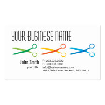 Three Colourful Scissors Hair Salon Business Card