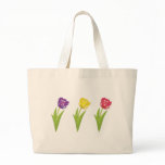 Three colourful tulips tote bag