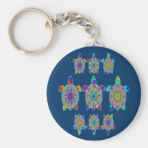 Three Colourful Turtles Keychain