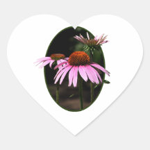 Three Coneflowers Heart Sticker