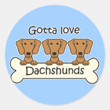 Three Dachshunds Round Stickers