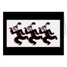 Three Dancing Men With Hats Cards