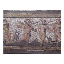 Three dancing putti accompanied by one playing the post card